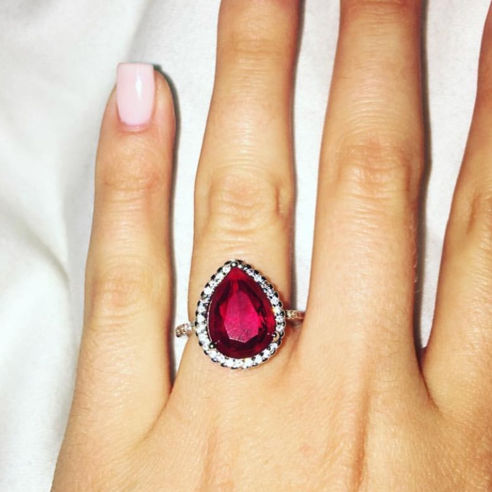 Jewel scent Mystery ring Ruby and Cz size 7